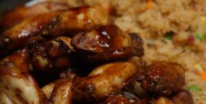 Honey soy chicken wings with fried rice recipe
