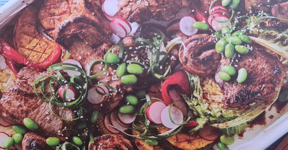 Miso Lamb chops served with vegetables