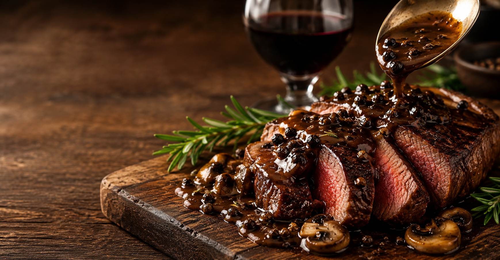 steak with a lovely sauce over the top