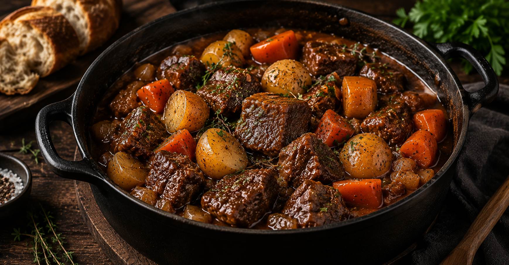 slow cooked chuck steak casserole with vegetables